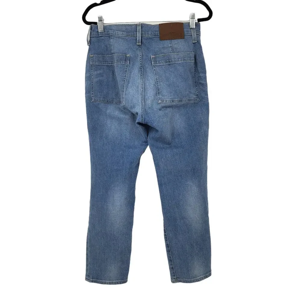 J. Crew Mercantile Straight High Rise Patch Pocket Medium Wash Jeans Size 27